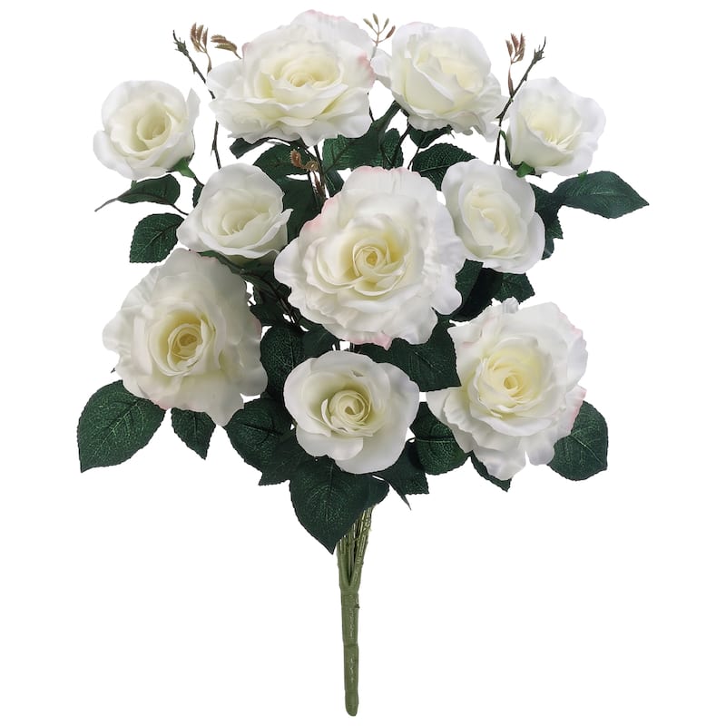 Artificial Rose Bush Spray - 18" - White
