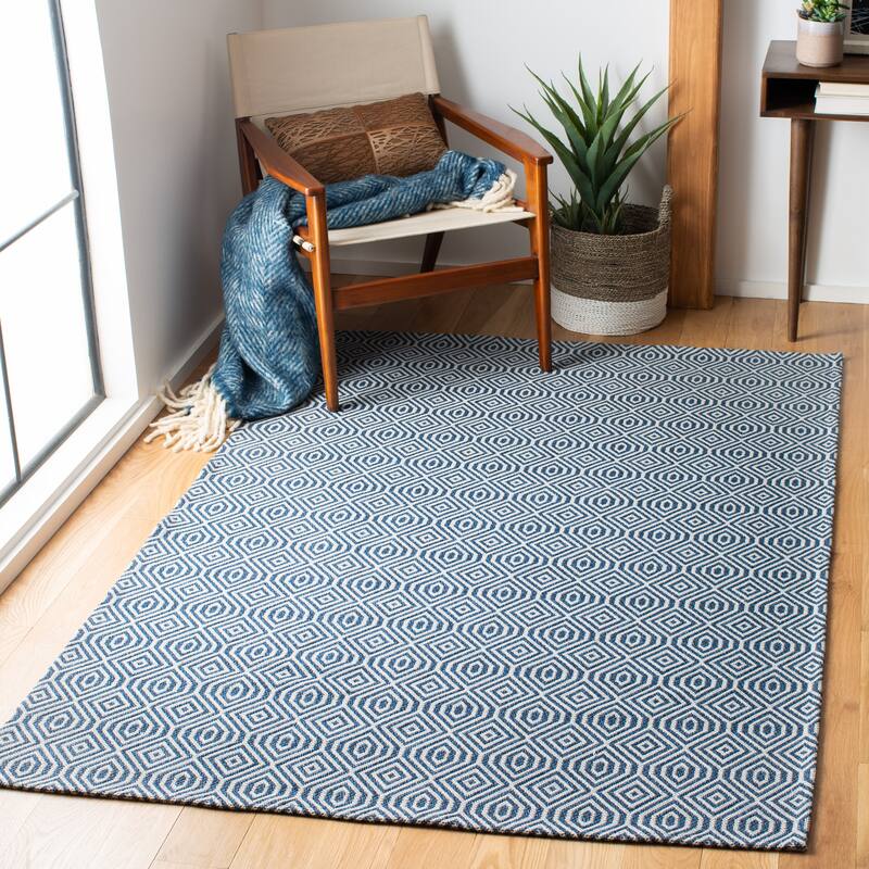 SAFAVIEH Augustine Goda Contemporary Cotton Rug - 8' x 10' - Navy/Light Grey