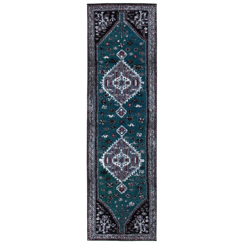 SAFAVIEH Vintage Hamadan Mehrnaz Traditional Oriental Rug - 2'3" x 8' Runner - Green/Black