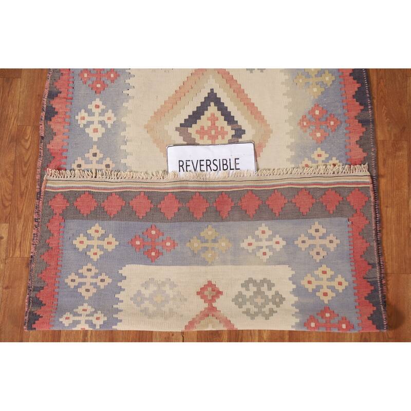 Tribal Kilim Qashqai Persian Vintage Area Rug Hand-Woven Wool Carpet - 4'6"x 7'8"