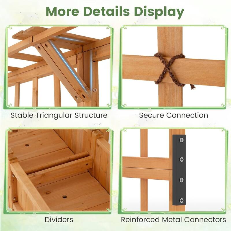 72" Raised Garden Bed Elevated Wooden Planter Box w/ Lattice Trellis
