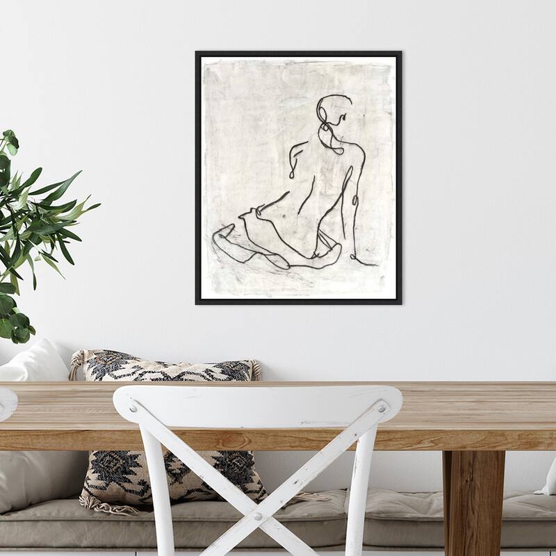Embellished Gestural Contour I Framed Canvas Wall Art Print
