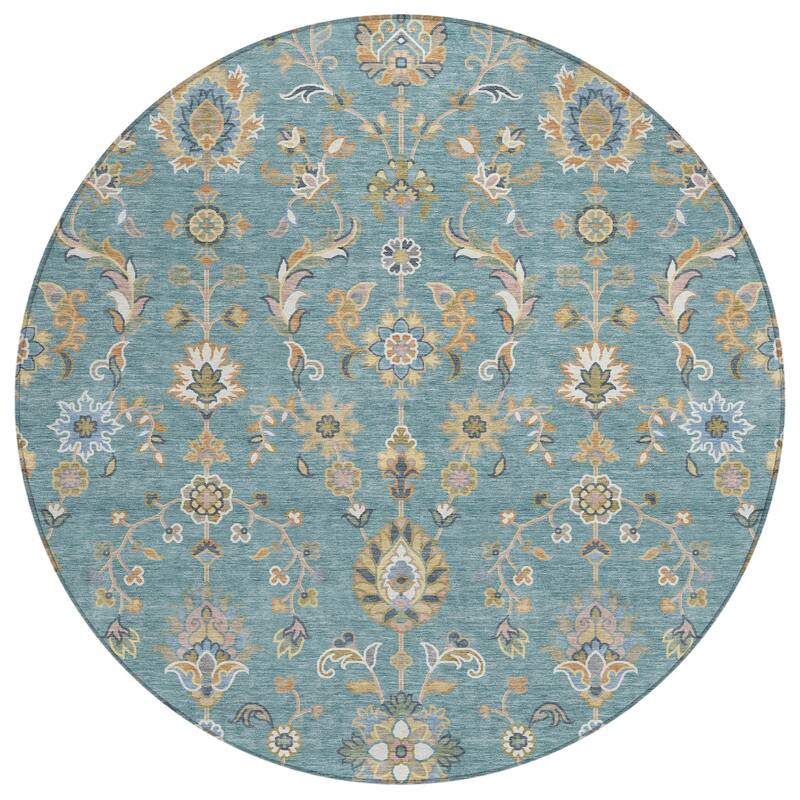 Machine Washable Indoor/ Outdoor Traditional Basalt Chantille Rug