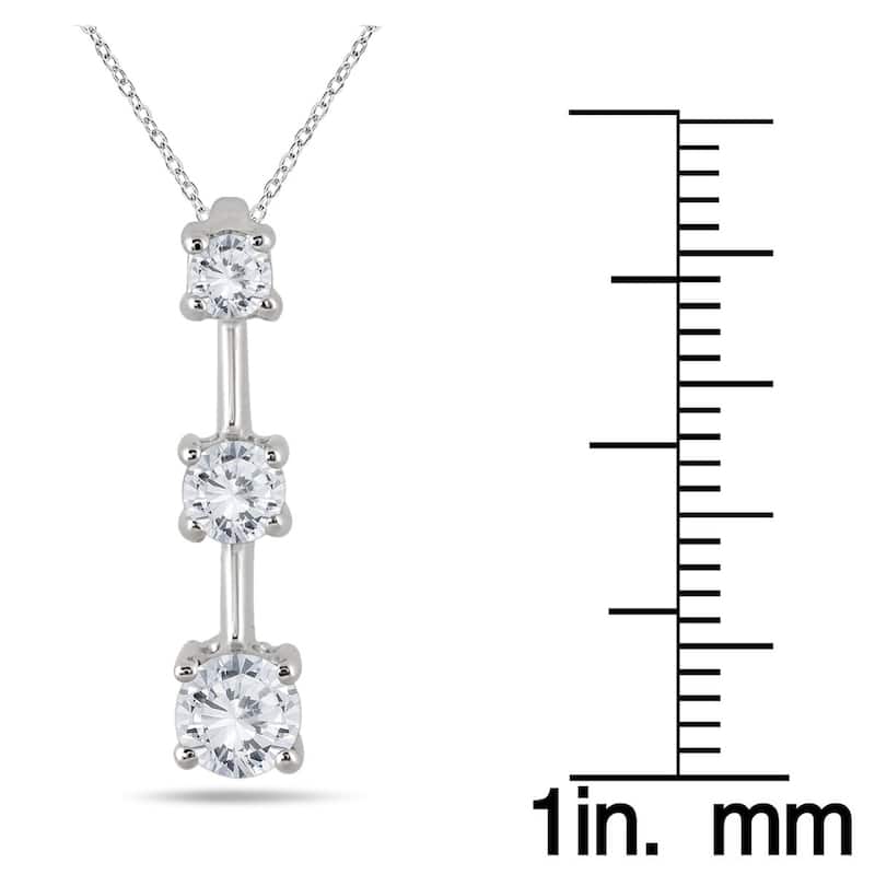 Marquee Jewels 14k White Gold 1ct TDW Diamond Graduated 3-stone Drop Pendant