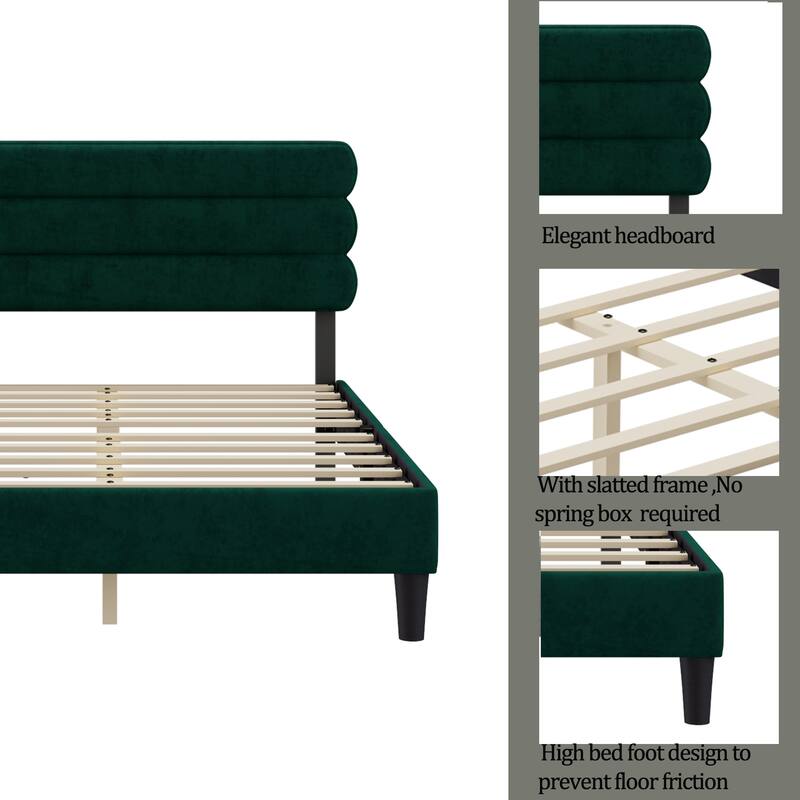Dark Green Queen Size Upholstered Platform Bed Bed Bath & Beyond
