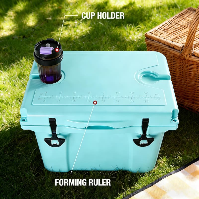 Anmytek 25QT Heavy Duty Rotomolded Insulated Cooler Box with 6 Day Ice Retention Turquoise Portable Hard Cooler
