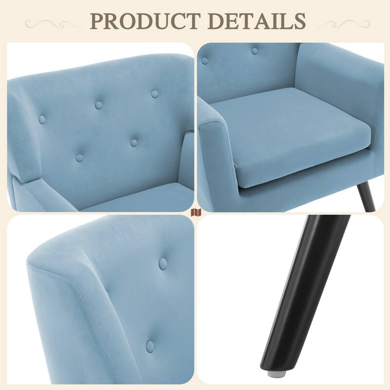 Velvet Upholstered Armchair Tufted Accent Chair, Set of 2 - 30.71"H x 28.35" W x 27.56"D