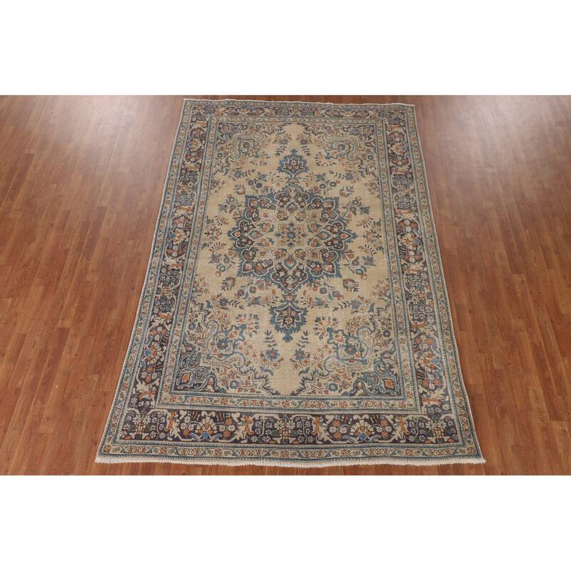 Tabriz Persian Vintage Rug Handmade Traditional Wool Carpet - 6'7"x 9'10"