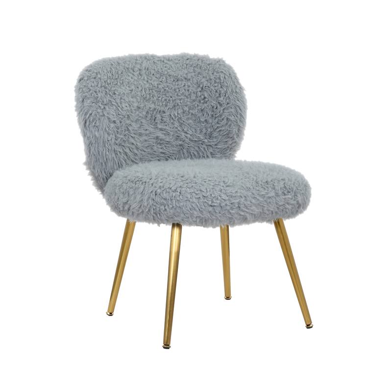 Porthos Home Hazel Dining Chairs, Plush Upholstery, Gold Metal Legs - Grey