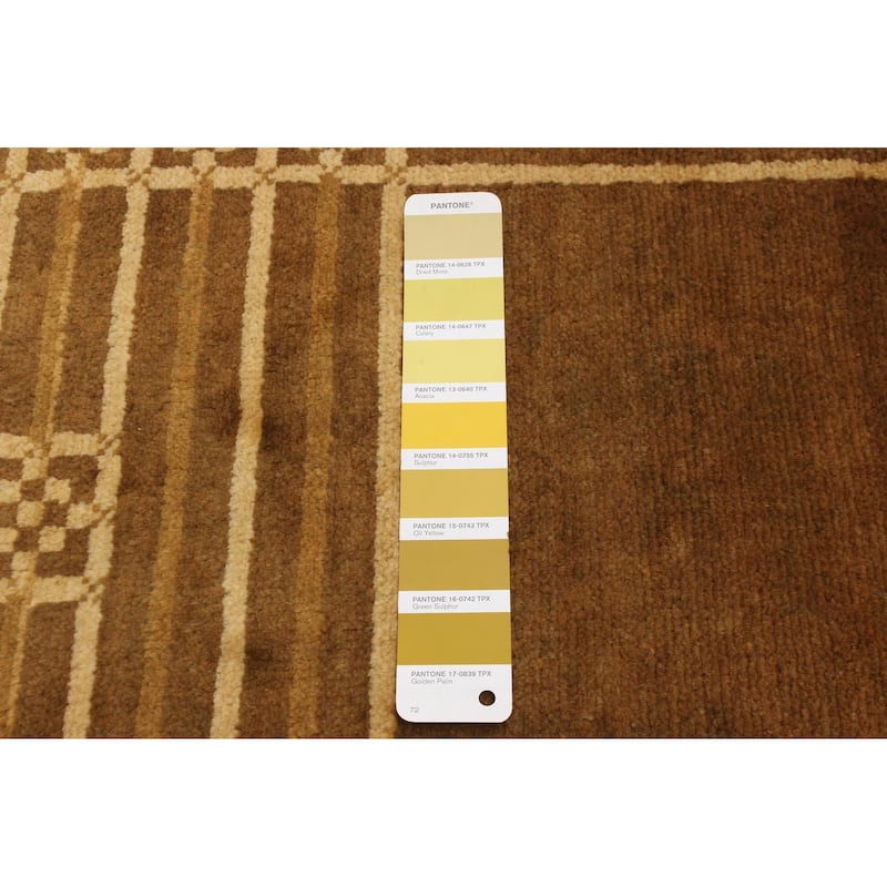 ECARPETGALLERY Hand-knotted Finest Peshawar Ziegler Gold Wool Rug - 8'0 x 10'5