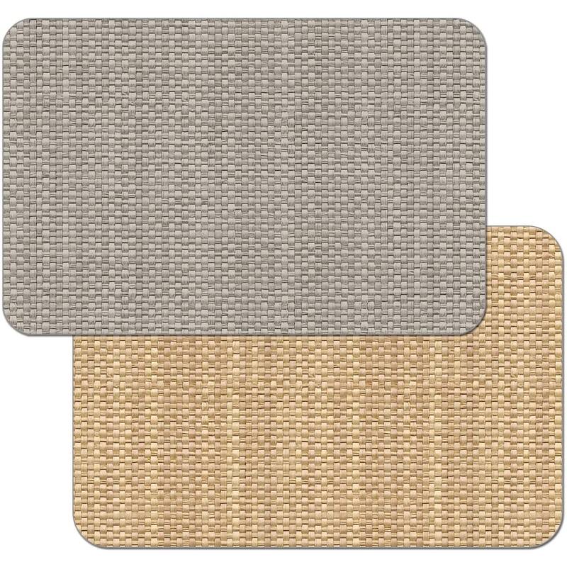 CounterArt Taupe and Natural Basket Weave Design Reversible Easy Care Plastic Placemat Set of 4 Made in The USA - Set of 4