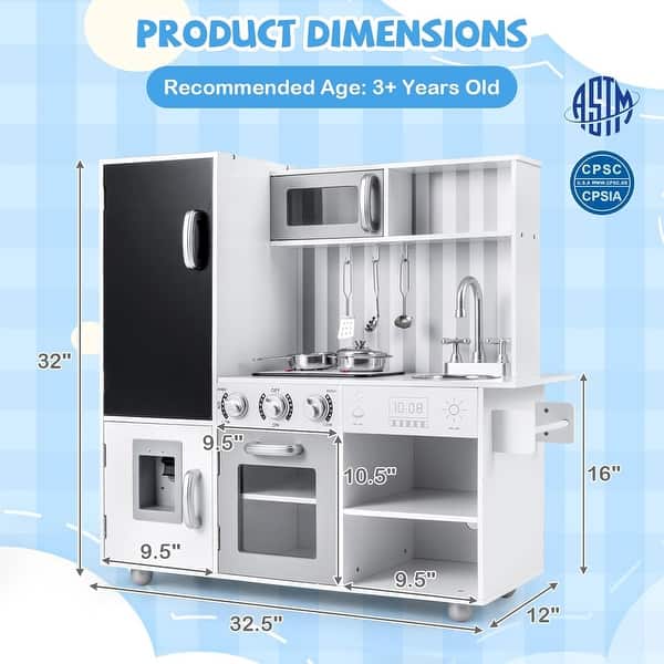 Toddler Wooden Kitchen Playset Toys for Girls & Boys