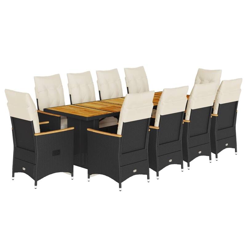 vidaXL Bistro Set Black PE rattan Large Garden Bistro Set Rectangular - 35.4 x 94.5 x 29.5