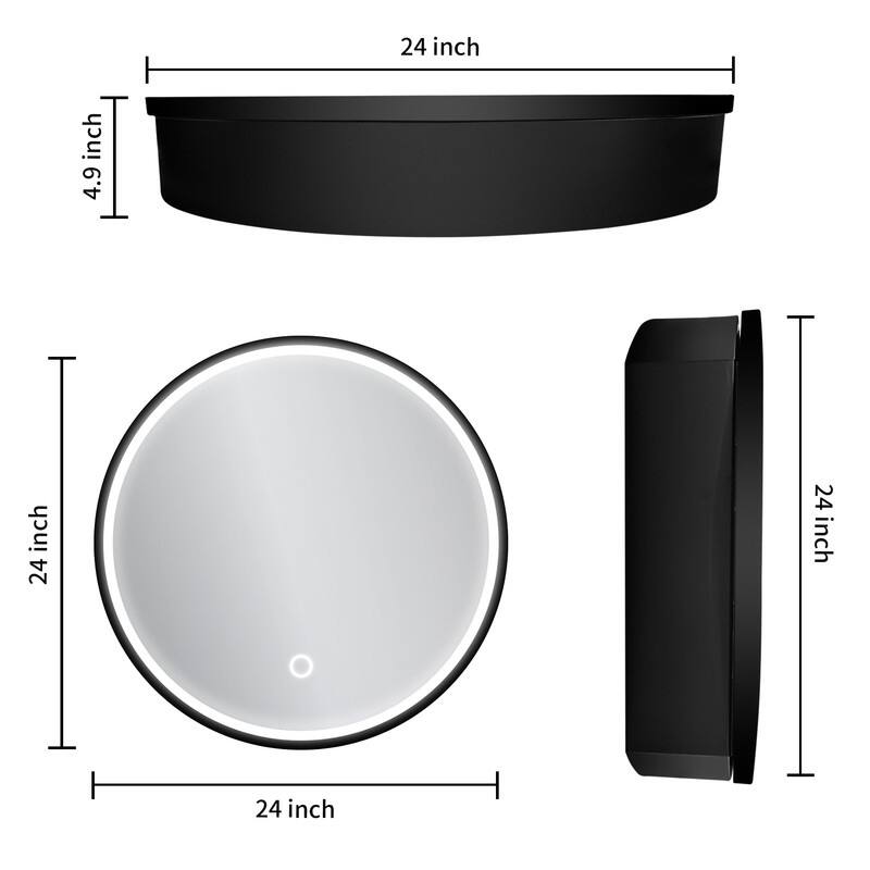 Alvana LED Black framed Wall mount Medicine Cabinet with Mirror Anti-fog function with 3 colors light