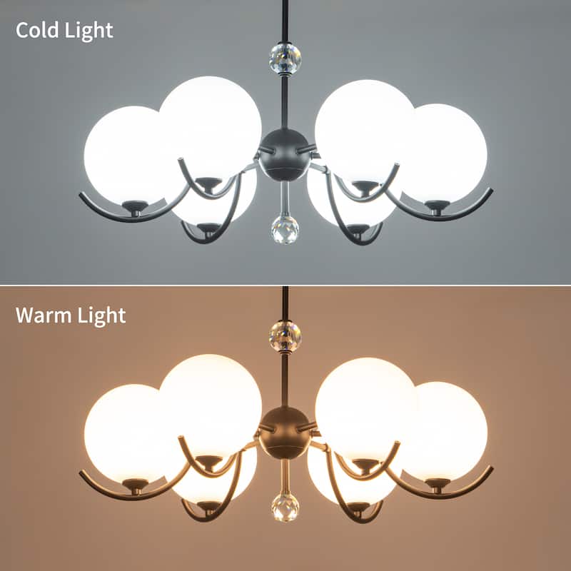 Starsky 6-Light 27inch Modern Sputnik Ceiling Light Glass Globe Bubble Chandelier