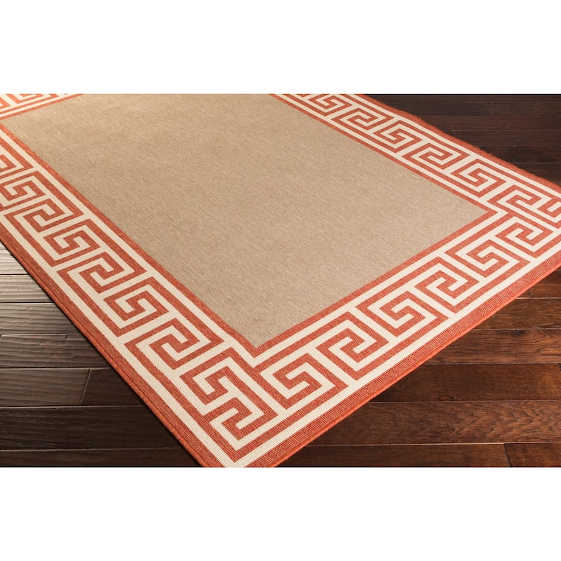 Annette Greek Key Border Indoor/Outdoor Area Rug