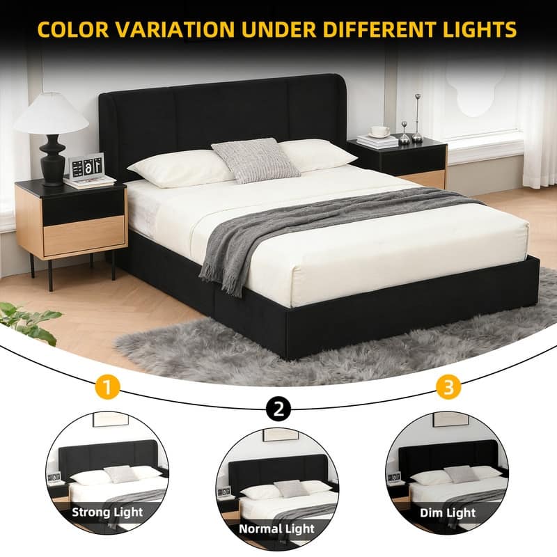 Modern Minimalist Upholstered Storage Bed with Lift-Up Platform