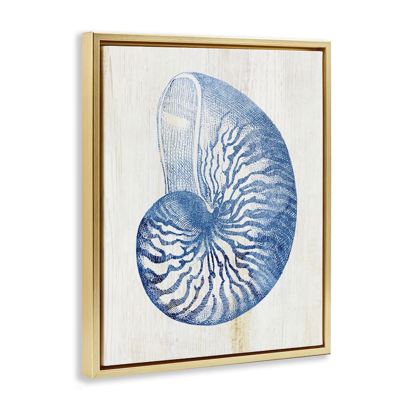 Stupell Blue Nautilus Shell Framed Floater Canvas Wall Art Design By Susan Arnot