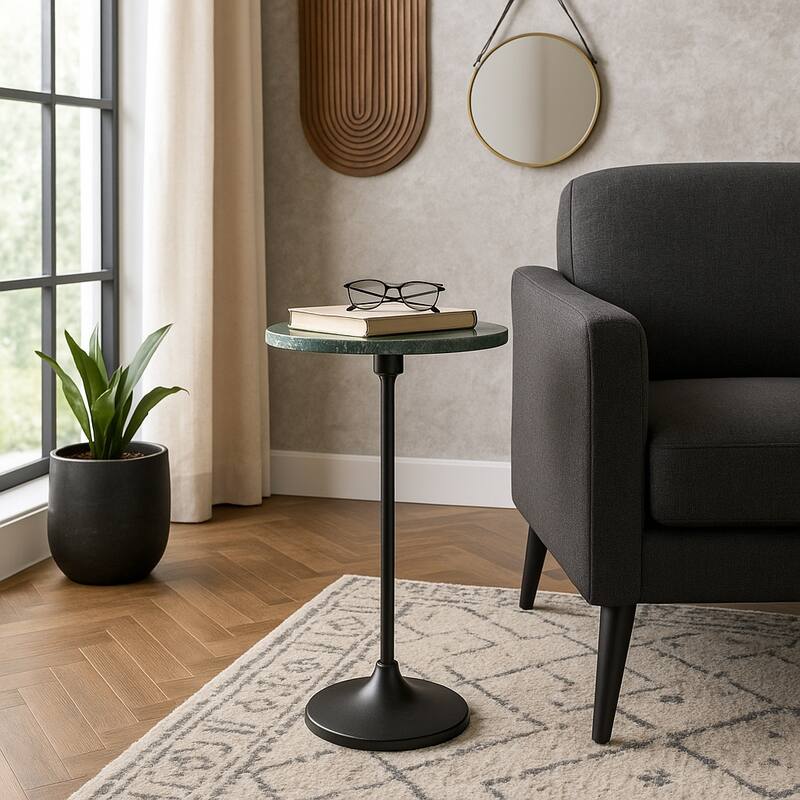Modern Small Accent End Table with Metal Base - 27"