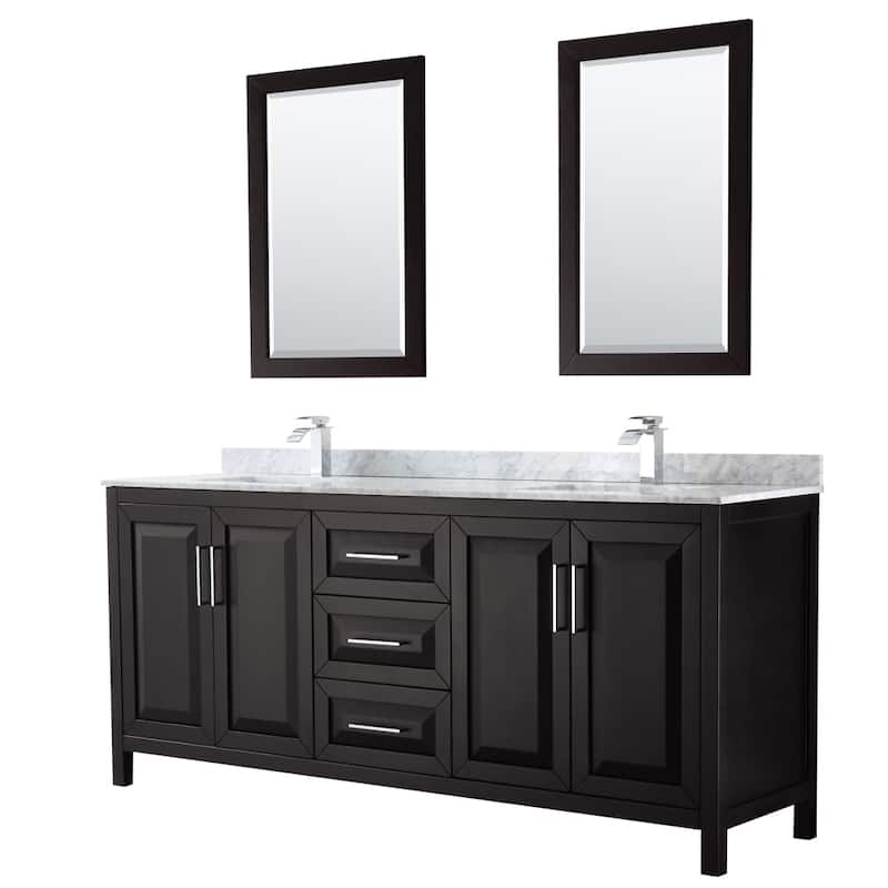 Daria 80-inch Double Vanity, Marble Top, 24-inch Mirrors