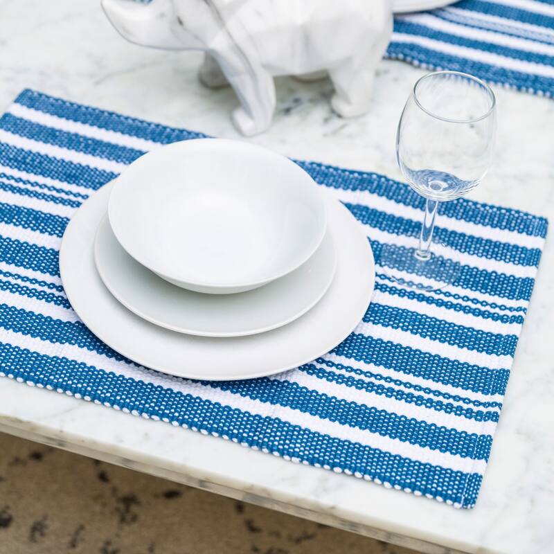 Fabstyles Broadway Set of 4 Stripe Cotton Placemats - 13x19