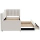 preview thumbnail 7 of 46, Daybed Captain Bed Upholstered Bed with Trundle and 3 Drawers, Elegance Stripe Design L-Shaped Upholstered Daybed Platform Bed