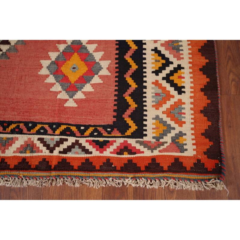 Tribal Kilim Qashqai Persian Vintage Rug Flatweave Wool Carpet - 5'2"x 8'2"