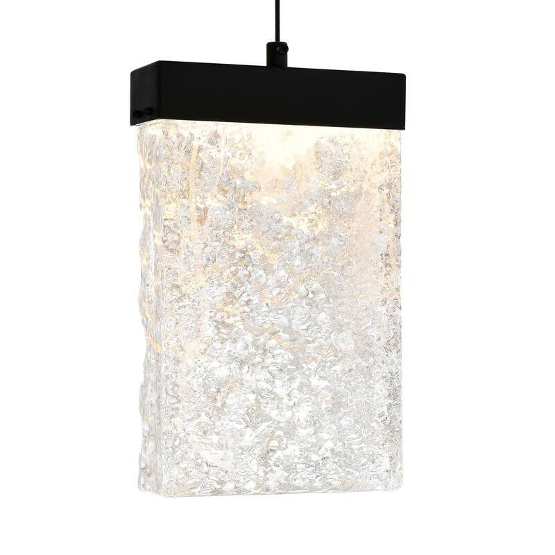 Lava Integrated LED 24in Black Chandelier with Handcrafted Glass
