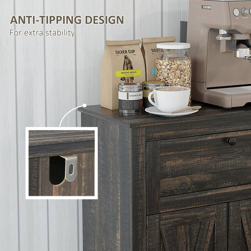 Storage Cabinet with Drawer and Adjustable Shelves Anti-Tip Organizer for Kitchen Dining Living Room