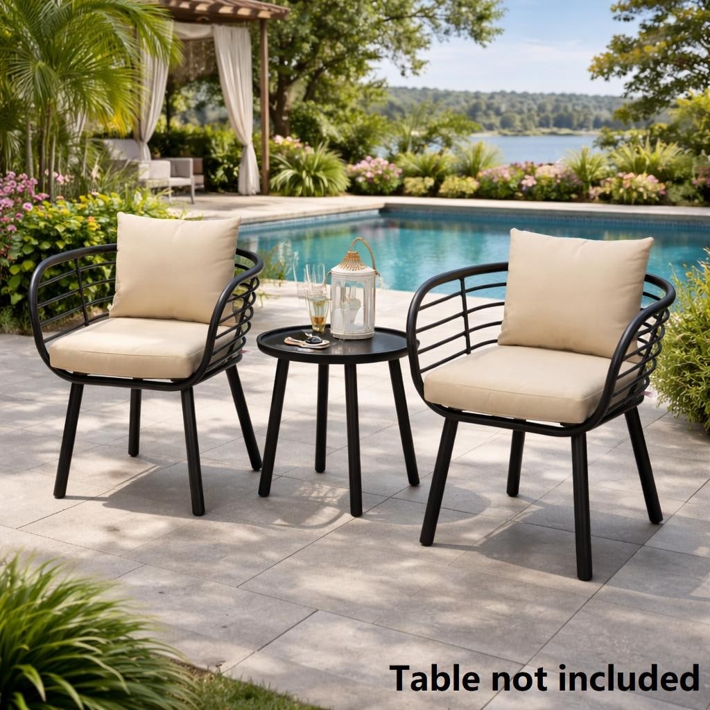 Modern Outdoor Aluminum Patio Dining Chairs with Sunbrella Cushions and Wraparound Armrests