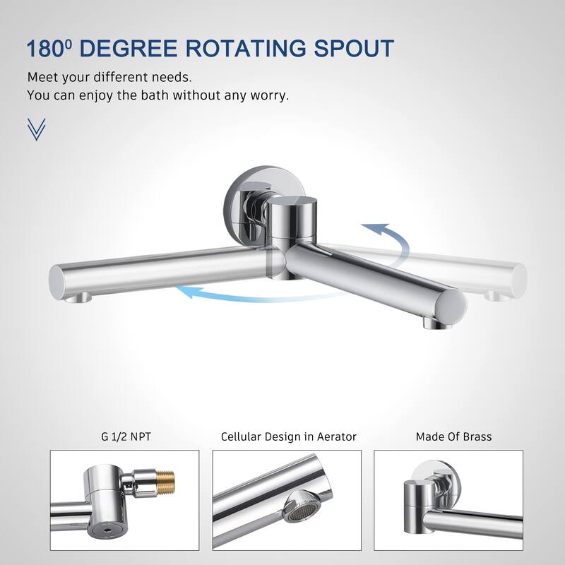 1-Spray Pattern 10-inch Round Wall Mount Shower System with Tub Faucet