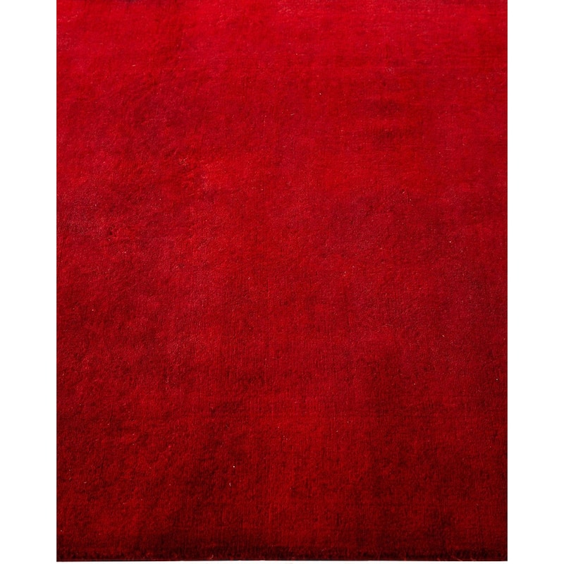 Overton Hand Knotted Wool Vintage Inspired Modern Contemporary Overdyed Red Runner Rug - 3' 0" x 13' 4"