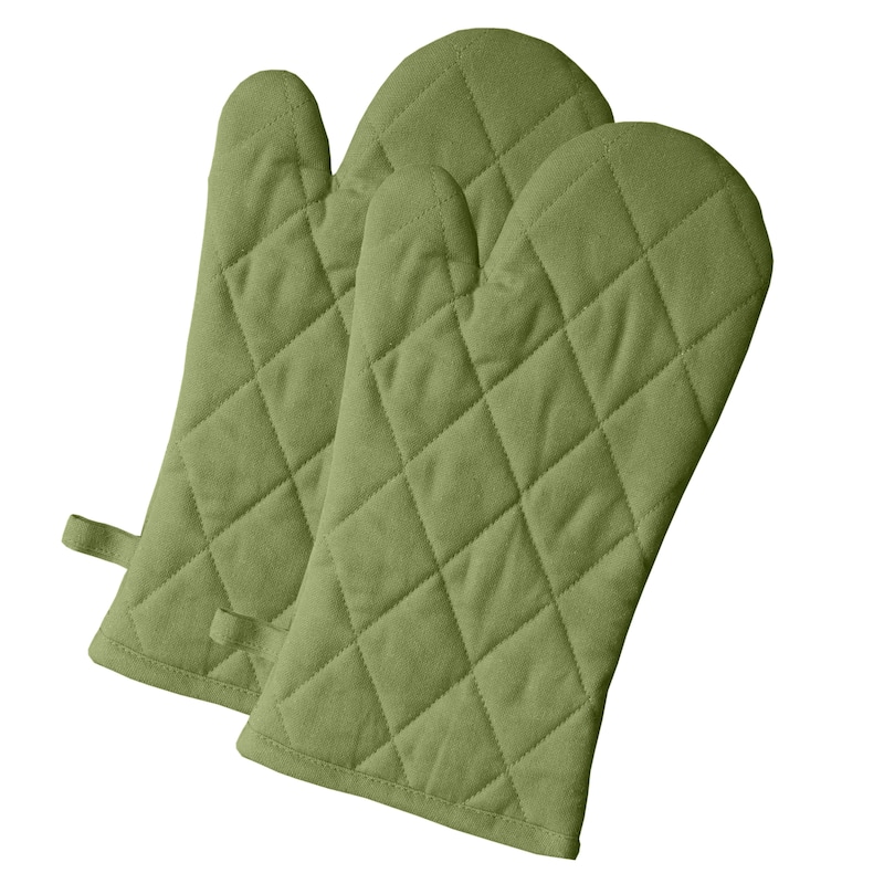 Fabstyles Solo Waffle Cotton Oven Mitt & Pot Holder Set of 4 - 7x12 , 8x8