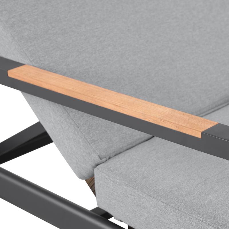 Arlo Teak & Wicker Aluminum Dual-Use Outdoor Chaise Lounge (Set of 2)