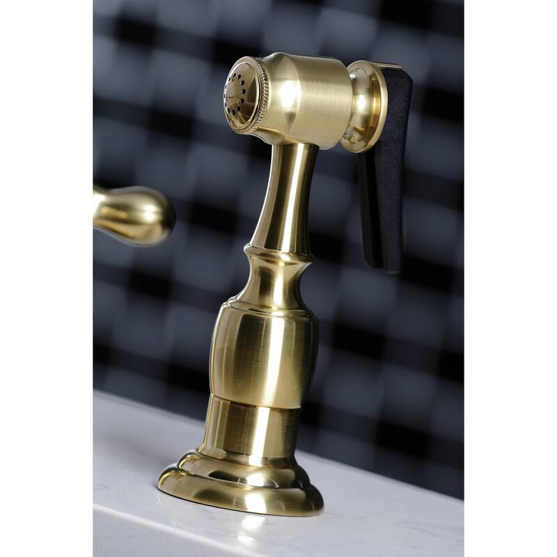 Kingston Brass Heritage 8-Inch Widespread Kitchen Faucet with Brass Sprayer