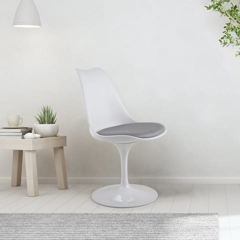Swivel Tulip Side Chair with Cushioned Seat and Curved Backrest