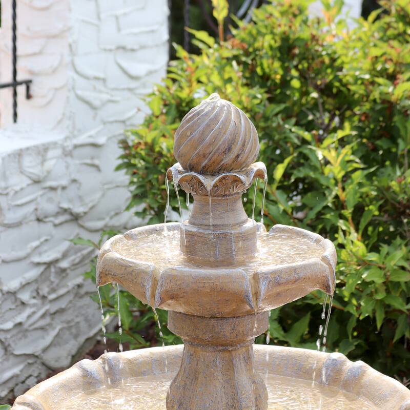Sunnydaze Two Tier Solar-on-Demand Fountain, 35 Inch Tall - 35-Inch