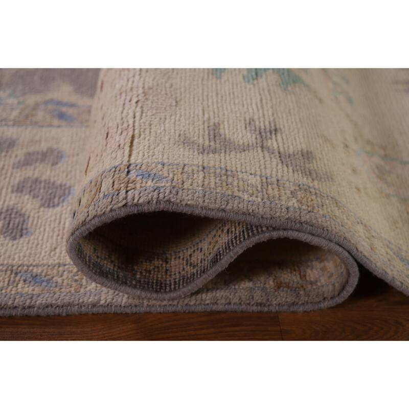 Hand Knotted Oriental 100% Wool Carpet Transitional Floral Greys & Charcoal Oushak Area Rug - 10' 2'' X 7' 10''