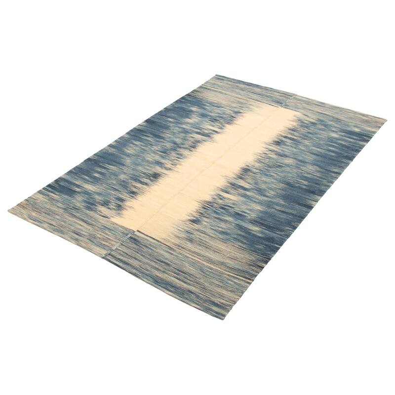 ECARPETGALLERY Flat-Weave Ankara FW Teal Wool Kilim - 5'2 x 8'0