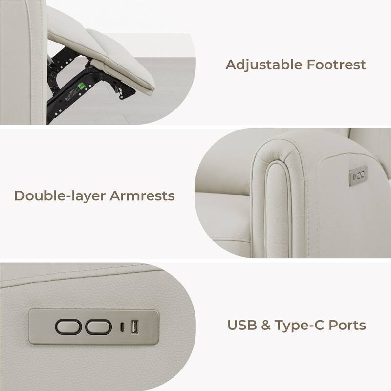 Spruce & Spring Power Recliner Chair Wall Hugger with USB & Type-C Charge