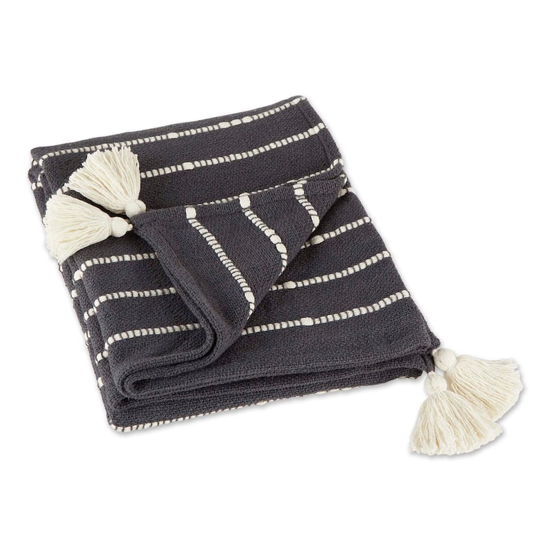 DII Slub Stripe Throw - Mineral Gray & Off-White