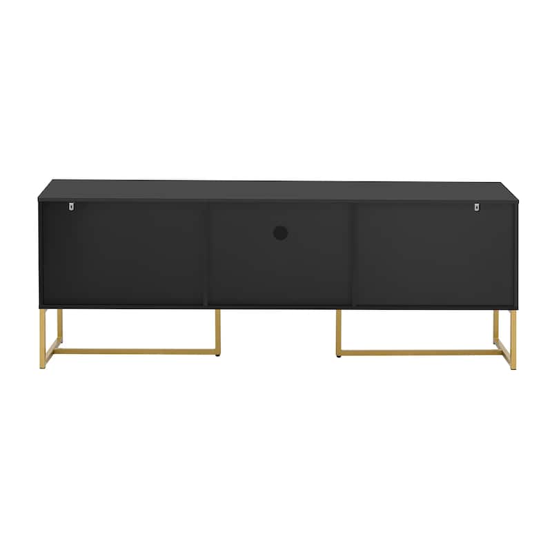 Wooden TV Stand with Irregular Legs Rectangular Decorative Media Center with Storage 4 Doors TV Cabinet for TV up to 70"