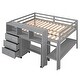 preview thumbnail 11 of 13, Gray Full Pine Low Loft Bed with Desk and Drawers