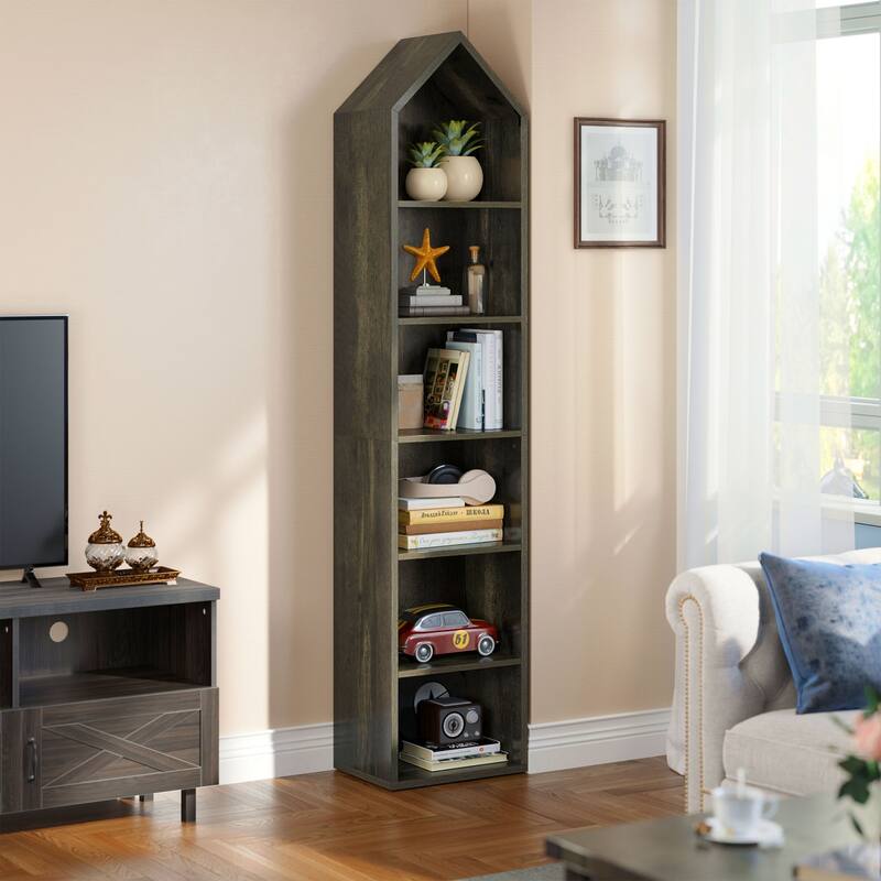 Moasis 6 Tier Tall Narrow Bookshelf and Bookcase Cube Storage Organizer