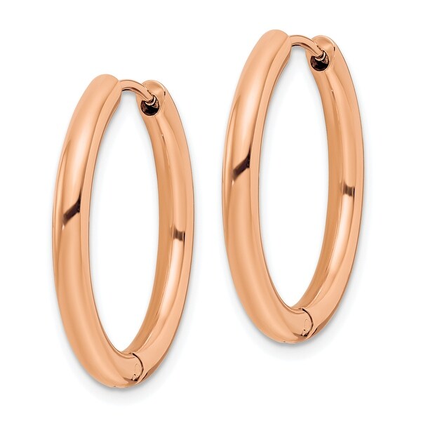 Stainless Steel Brown IP-plated Polished Oval Hinged Hoop Earrings 3mm x 47mm