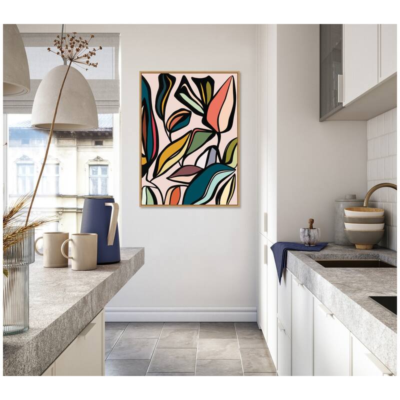 Kate and Laurel Fanciful Ficus Expansion by Alicia Bock Framed Canvas Wall Art Print