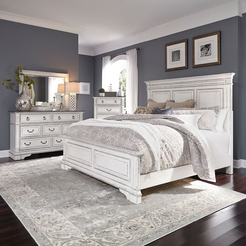 Liberty Furniture Abbey Park Panel Bed, Dresser & Mirror, Chest, Nightstand - California King, King, Queen