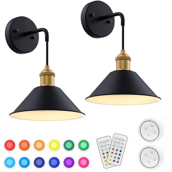 2Pack Battery Operated Wall Sconce with Remote RGB 2Piece