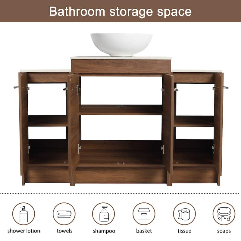 Malwee 24"/36"/48"/60" FreeStanding Bathroom Vanity, Floor Stand Bathroom Vanity with Ceramic Sink,Soft Close Door and Shelf
