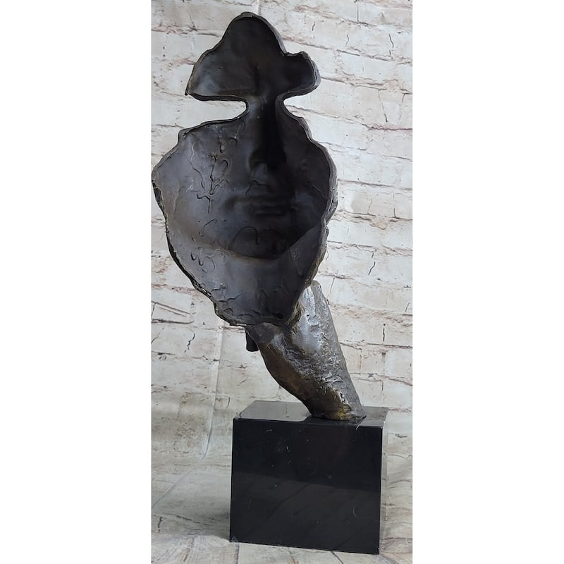 Signed Salvador Dali Abstract Man Hush Up Bronze Sculpture Modern Art Figurine